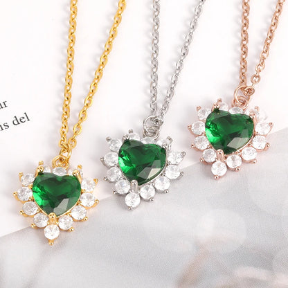 Zircon Love Heart Pendants Necklace For Women Lucky Charm Lover Clavicle Lady Feminino Choker Fashion Halloween Jewelry