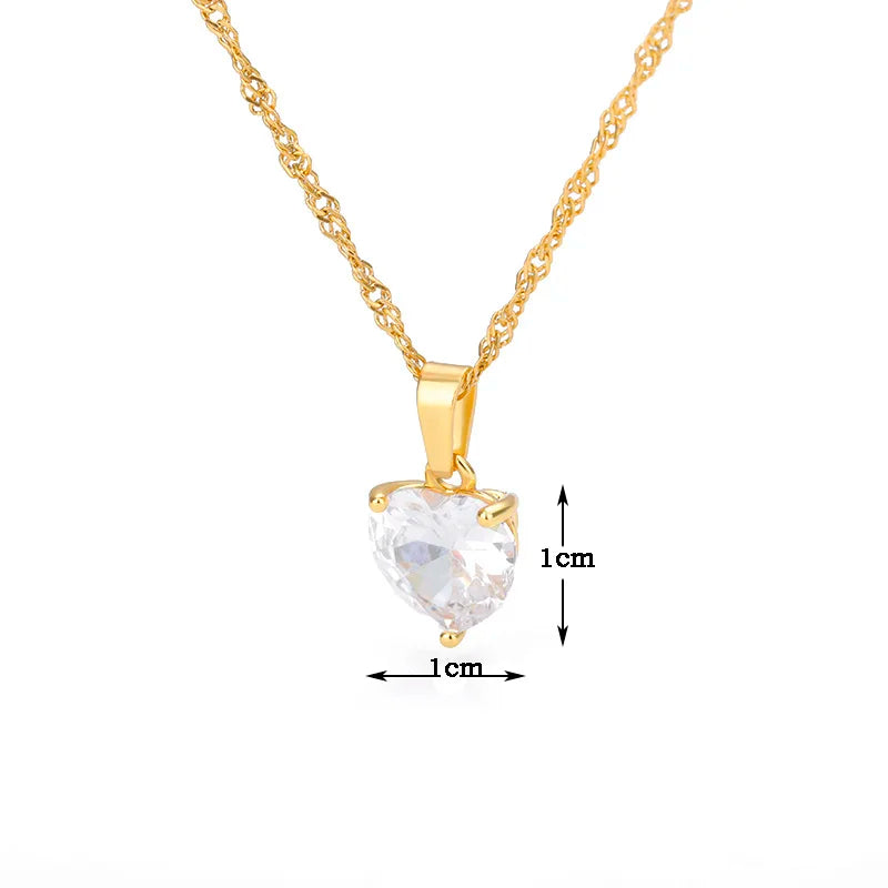 Zircon Love Heart Pendants Necklace For Women Lucky Charm Lover Clavicle Lady Feminino Choker Fashion Halloween Jewelry