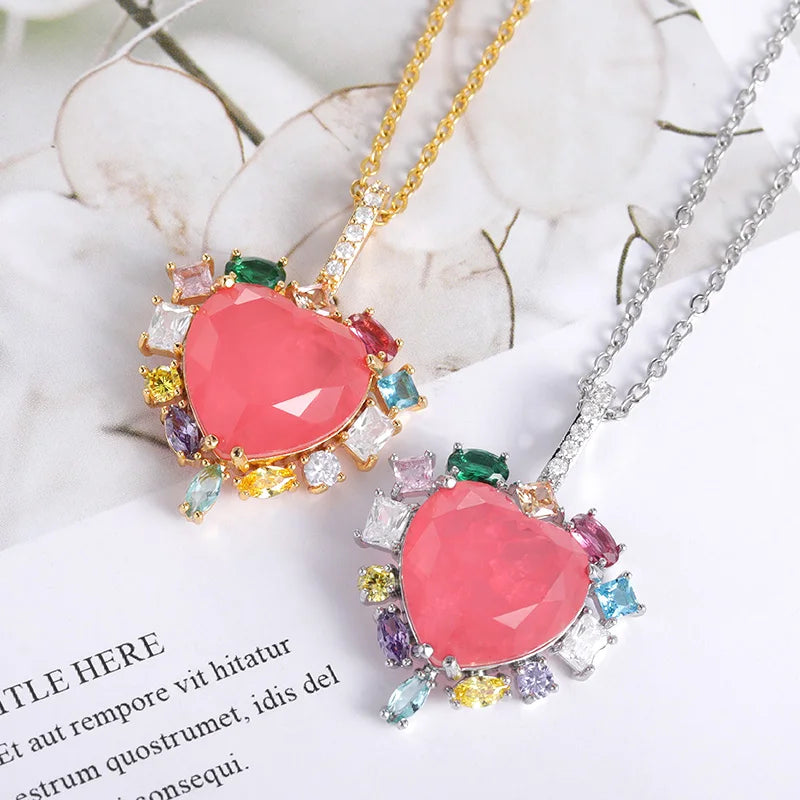 Zircon Love Heart Pendants Necklace For Women Lucky Charm Lover Clavicle Lady Feminino Choker Fashion Halloween Jewelry