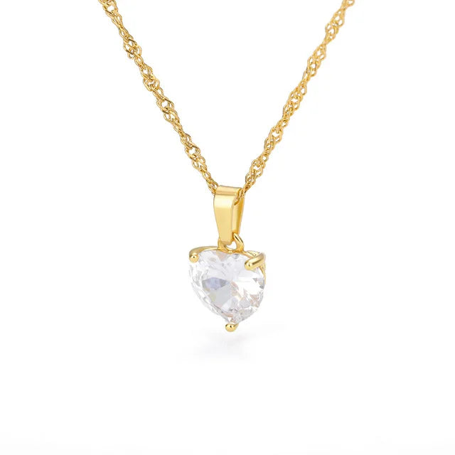Zircon Love Heart Pendants Necklace For Women Lucky Charm Lover Clavicle Lady Feminino Choker Fashion Halloween Jewelry