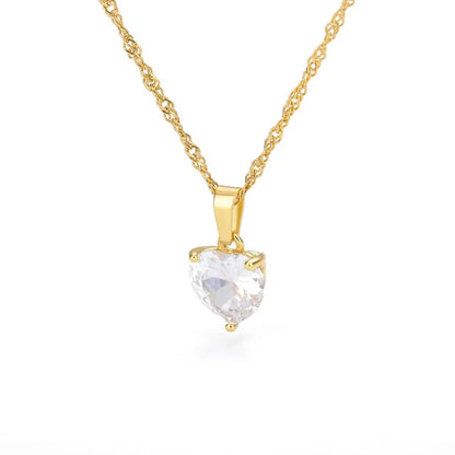 Zircon Love Heart Pendants Necklace For Women Lucky Charm Lover Clavicle Lady Feminino Choker Fashion Halloween Jewelry