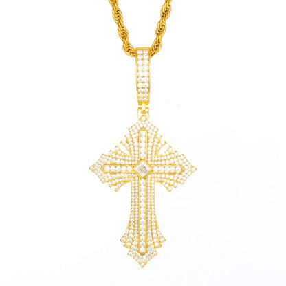 Sparkling Men Hip Hop Moissanite Cross Shiny Pendant 925 Sterling Silver Charm Exquisite Necklace Man Jewelry For Christmas Gift