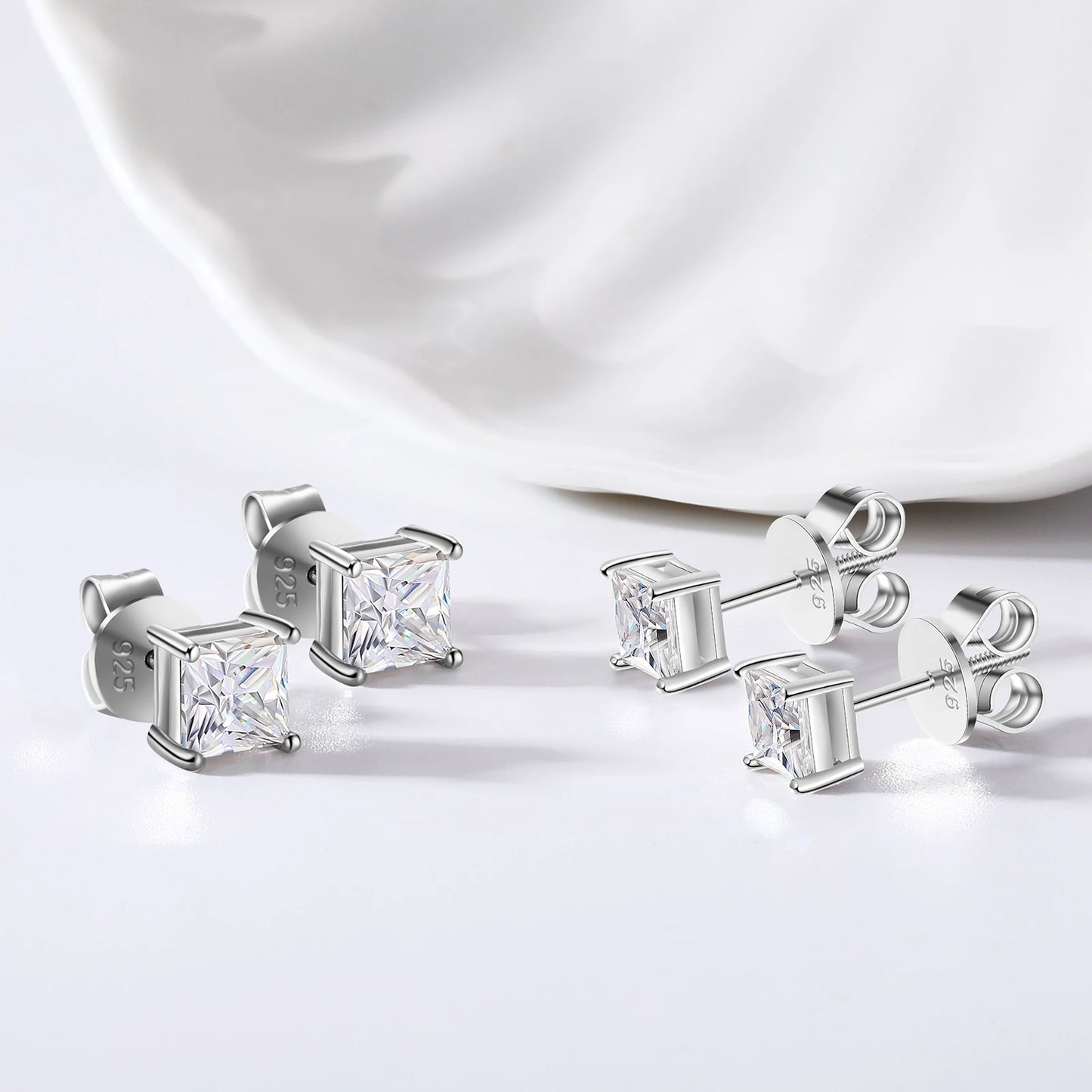 Princess Cut 1-2.4 Ct Moissanite Earrings for Women Men 925 Sterling Silver Sparkling Diamond Ear Studs Fine Party Jewelry Gifts