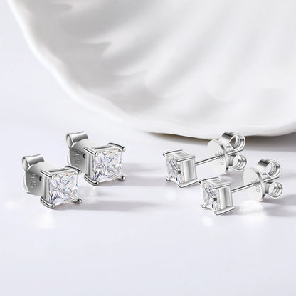 Princess Cut 1-2.4 Ct Moissanite Earrings for Women Men 925 Sterling Silver Sparkling Diamond Ear Studs Fine Party Jewelry Gifts