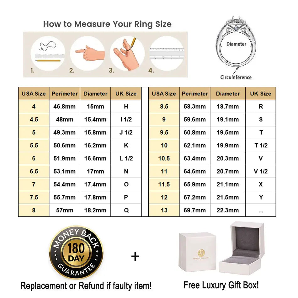 Newshe 2Pcs  GRA Certified Moissanite Radian Cut Wedding Rings Set for Women 925 Sterling Silver Bridal Ring