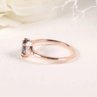 GEM'S BALLET 925 Sterling Silver Oval Alexandrite Engagement Ring Vintage Rose Gold Bridal Ring art Unique Gift Women Jewelry