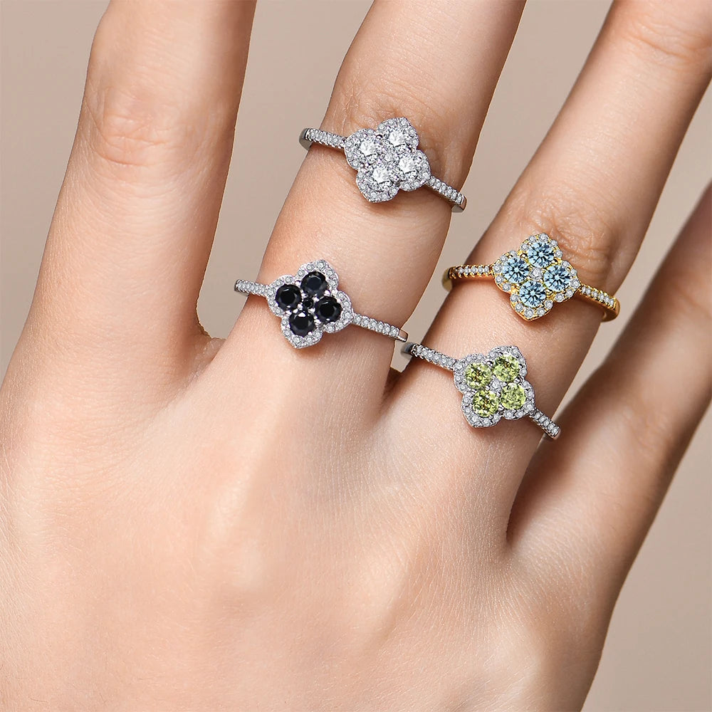 ATTAGEMS S925 Sterling Silver Halo Classic Moissanite Rings for Women Girls Anniversary Gifts Fine Jewelry Shipping from the USA