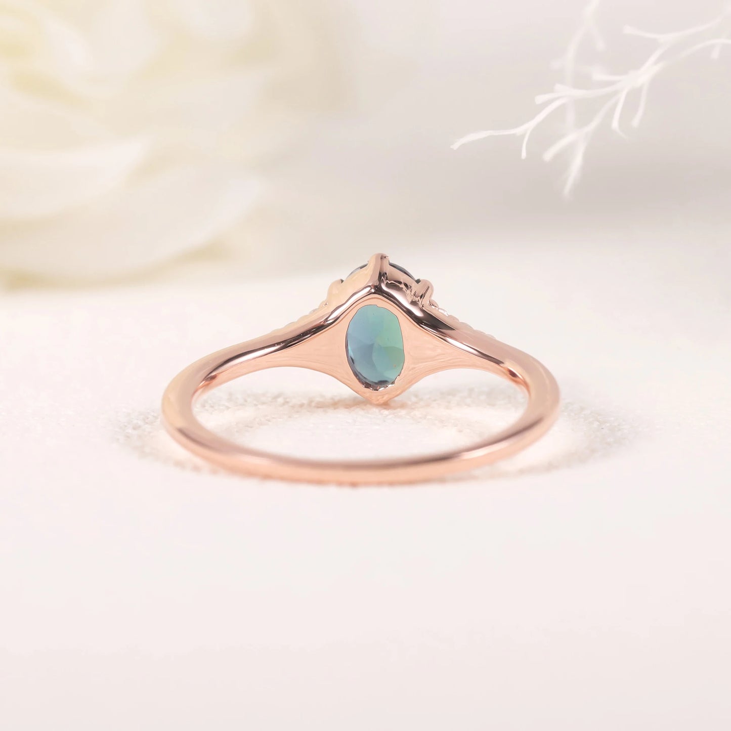 GEM'S BALLET 925 Sterling Silver Oval Alexandrite Engagement Ring Vintage Rose Gold Bridal Ring art Unique Gift Women Jewelry