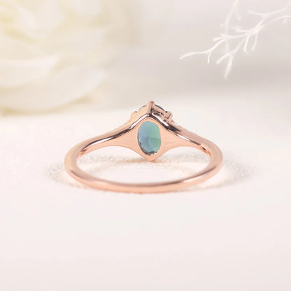 GEM'S BALLET 925 Sterling Silver Oval Alexandrite Engagement Ring Vintage Rose Gold Bridal Ring art Unique Gift Women Jewelry
