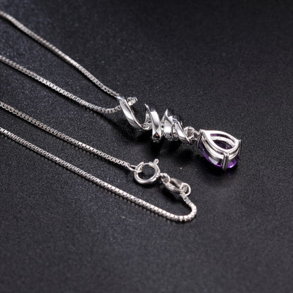 GEM'S BALLET Ribbon Swirl Necklace 6x8mm Pear Shape Natural Amethyst Gemstone Necklace in 925 Stering SIlver Gift For Her