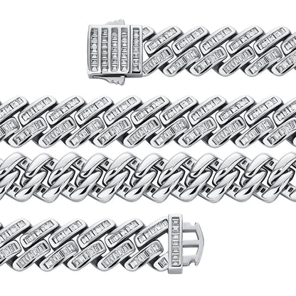 TOPGRILLZ 12mm Baguette Prong Cuban Link Necklace Luxury Iced Out CZ Mens Necklace Hip Hop Rock Fashion Jewelry For Gift