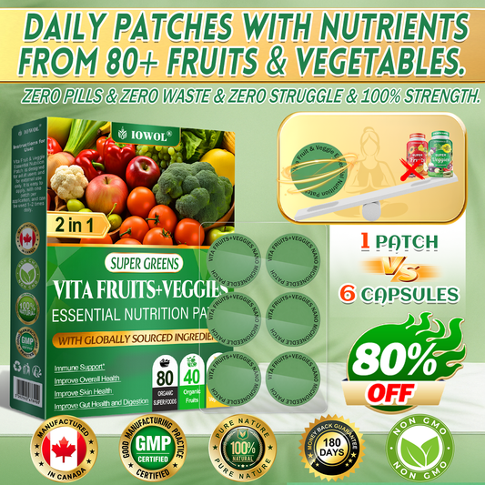 🔥 Want faster results? Add this 80% OFF to accelerate your progress. The Vita Fruit & Veggie Essential Nutrition Patch plus the NANO Patch = even better results!